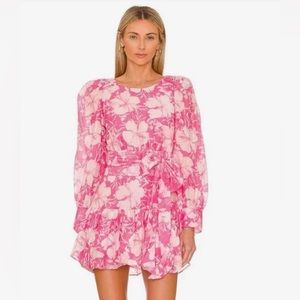 Love Shack Fancy Teyana Mini Dress in Holiday Sun Fuchsia Hot Pink